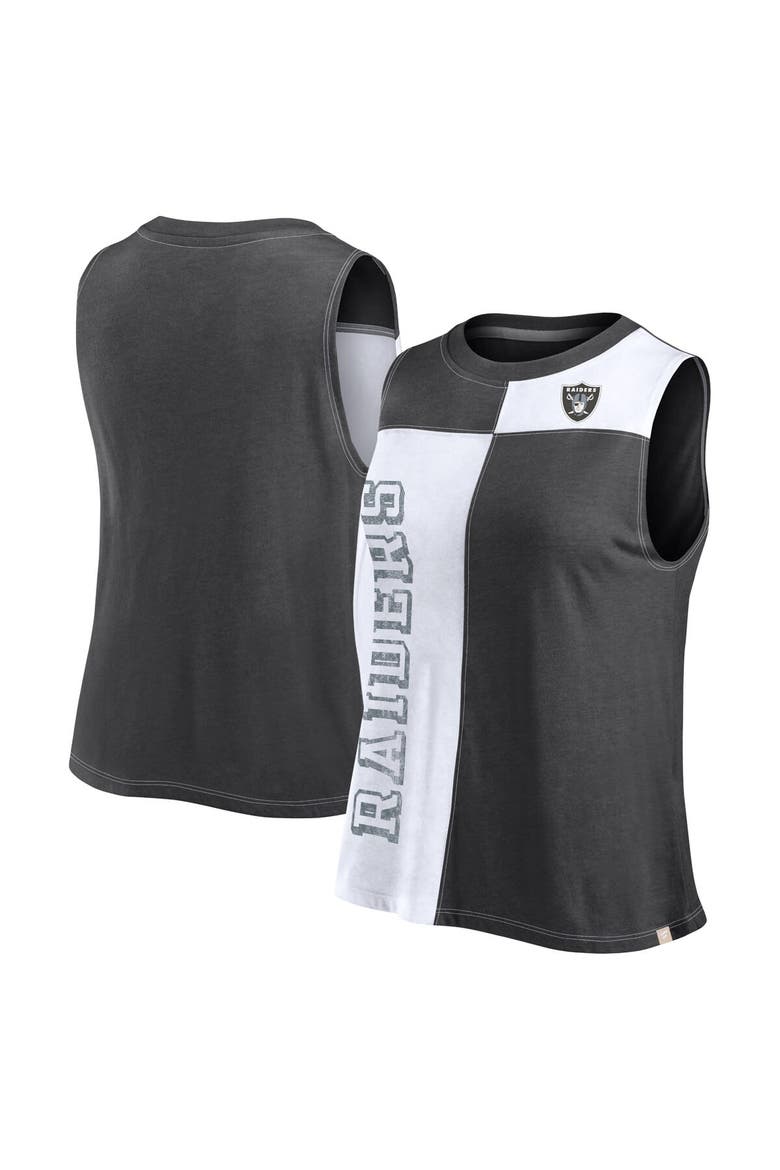 Women's Fanatics Branded Black/White Las Vegas Raiders Script Color Block Tank Top, Main, color, Black