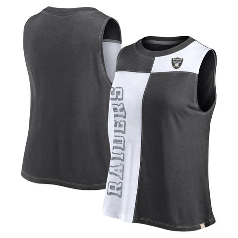 Women's Fanatics Branded Black/White Las Vegas Raiders Script Color Block Tank Top