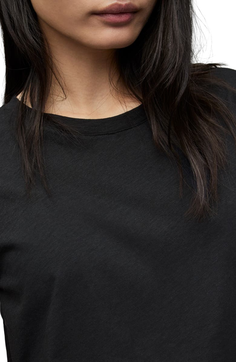 AllSaints Anna Cuff Sleeve Cotton T-Shirt, Alternate, color, Black
