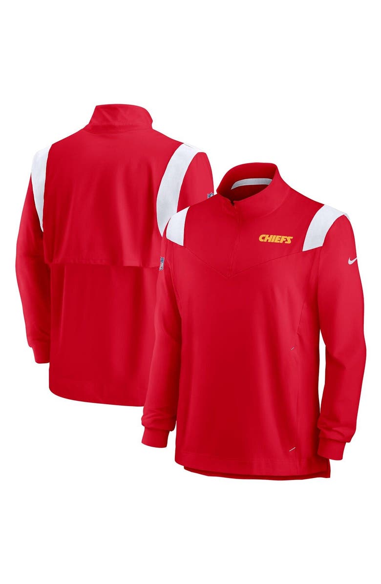 Nike Men's Nike Red Kansas City Chiefs 2021 Sideline Coaches Repel Quarter-Zip Jacket, Main, color,
