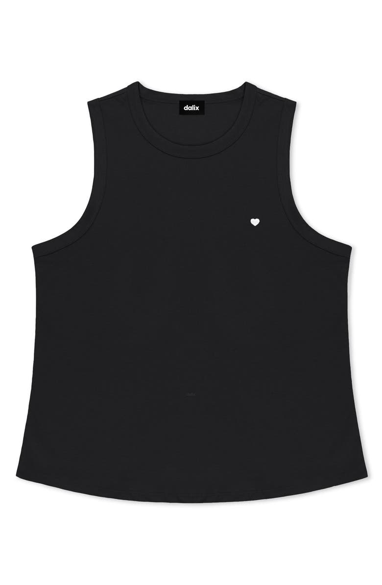 Dalix Lil Heart Cotton Jersey Tank, Main, color, Black