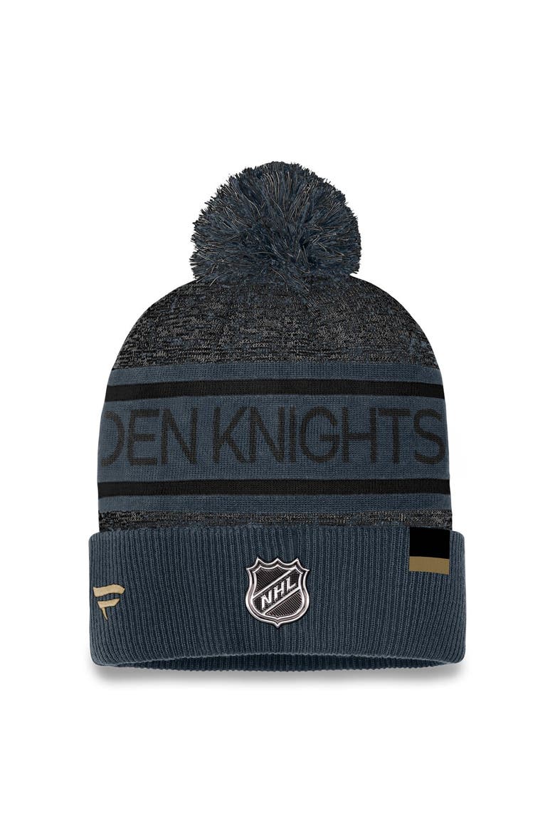 Men's Fanatics Branded Gray Vegas Golden Knights Authentic Pro Cuffed Knit Hat with Pom, Alternate, color, Black