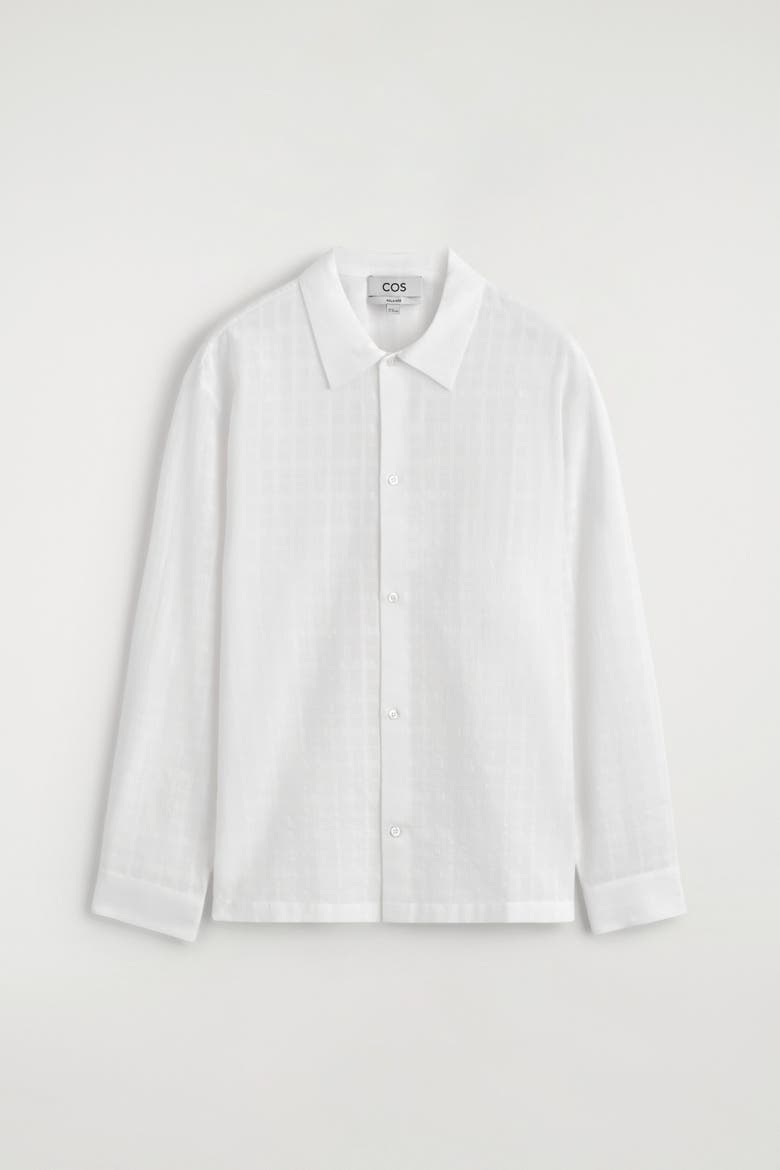 Checked Cotton Jacquard Shirt, Alternate, color, WHITE
