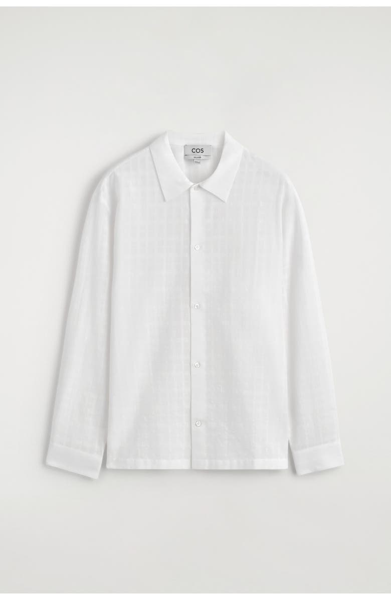 COS Checked Cotton-jacquard Shirt, Alternate, color, White