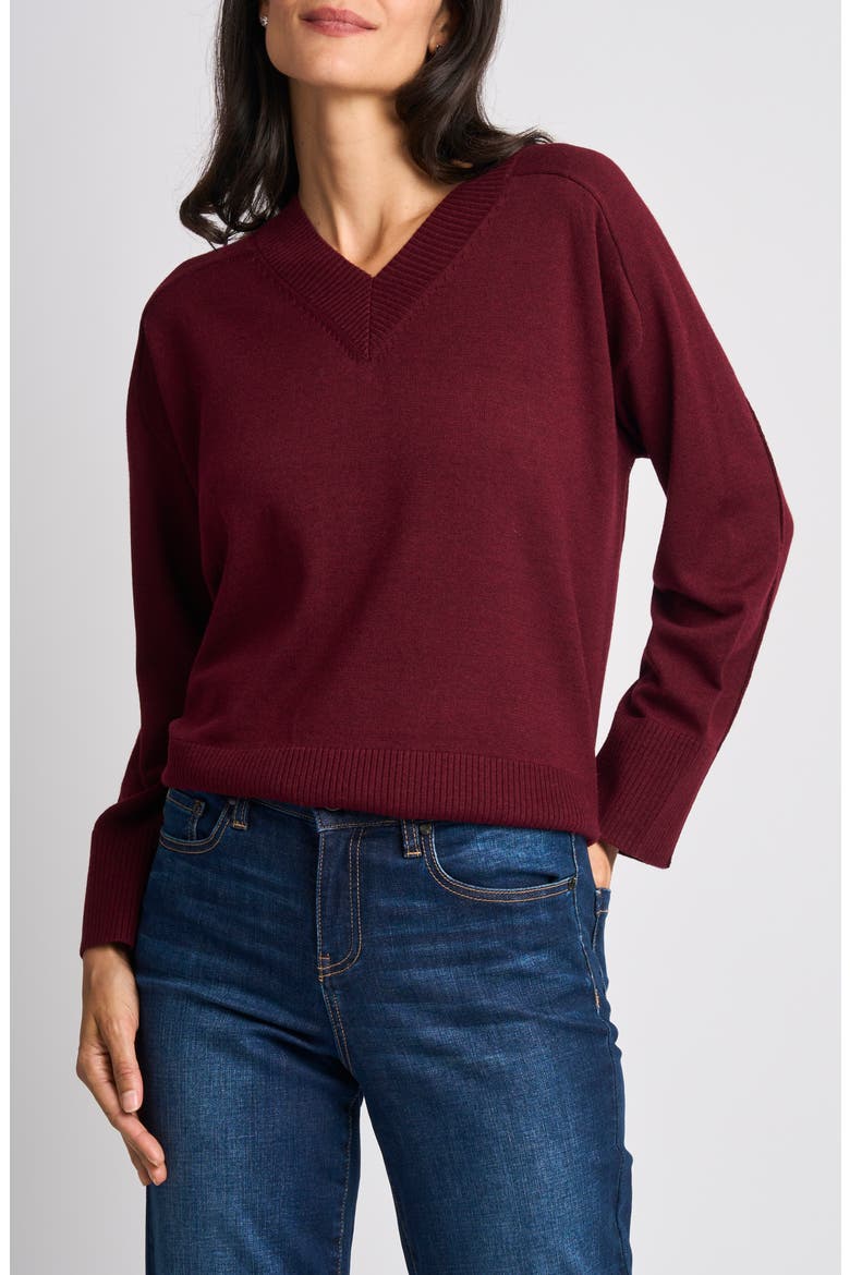 V-Neck Sweater, Main, color, RICH BURGUNDY