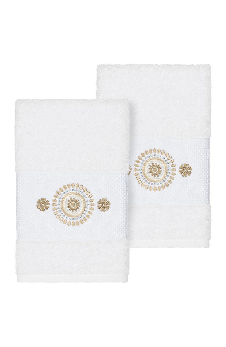 Linum Home Textiles Isabell Embellished Hand Towel - Set of 2 - White, Main, color, White