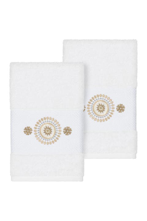 Isabell Embellished Hand Towel - Set of 2 - White