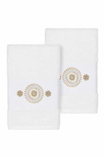 Linum Home Textiles Isabell Embellished Hand Towel - Set of 2 - White