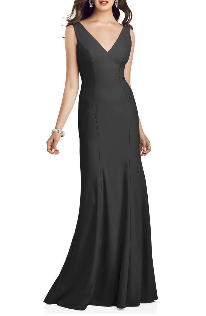 Dessy Collection Crepe Trumpet Gown, Main, color, 