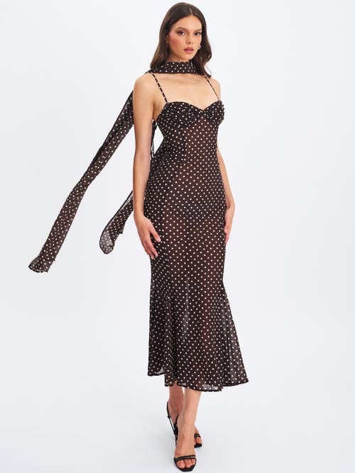 Miss Circle Yadira Polka Dot Chiffon Maxi Dress In Black