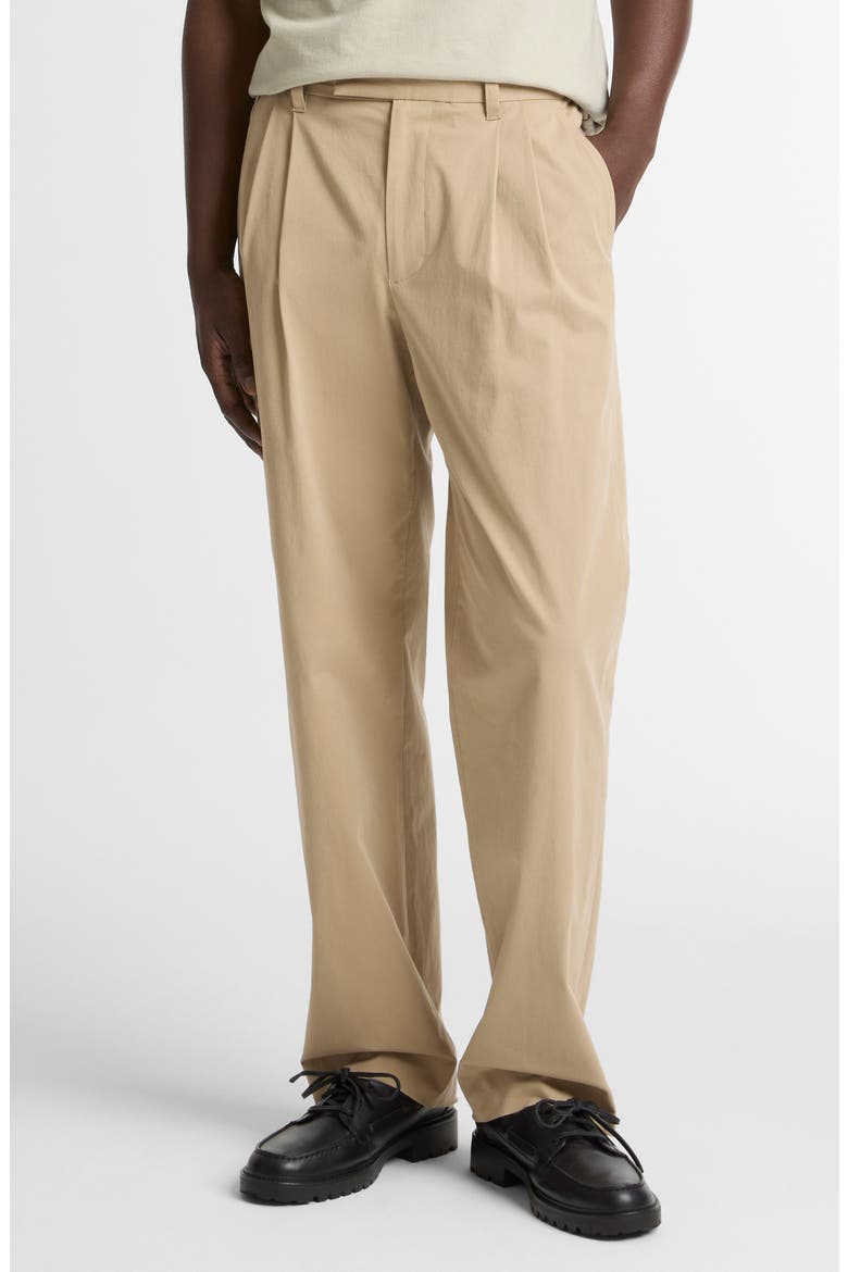Louie Pleated Stretch Cotton Pants, Main, color, TEAK