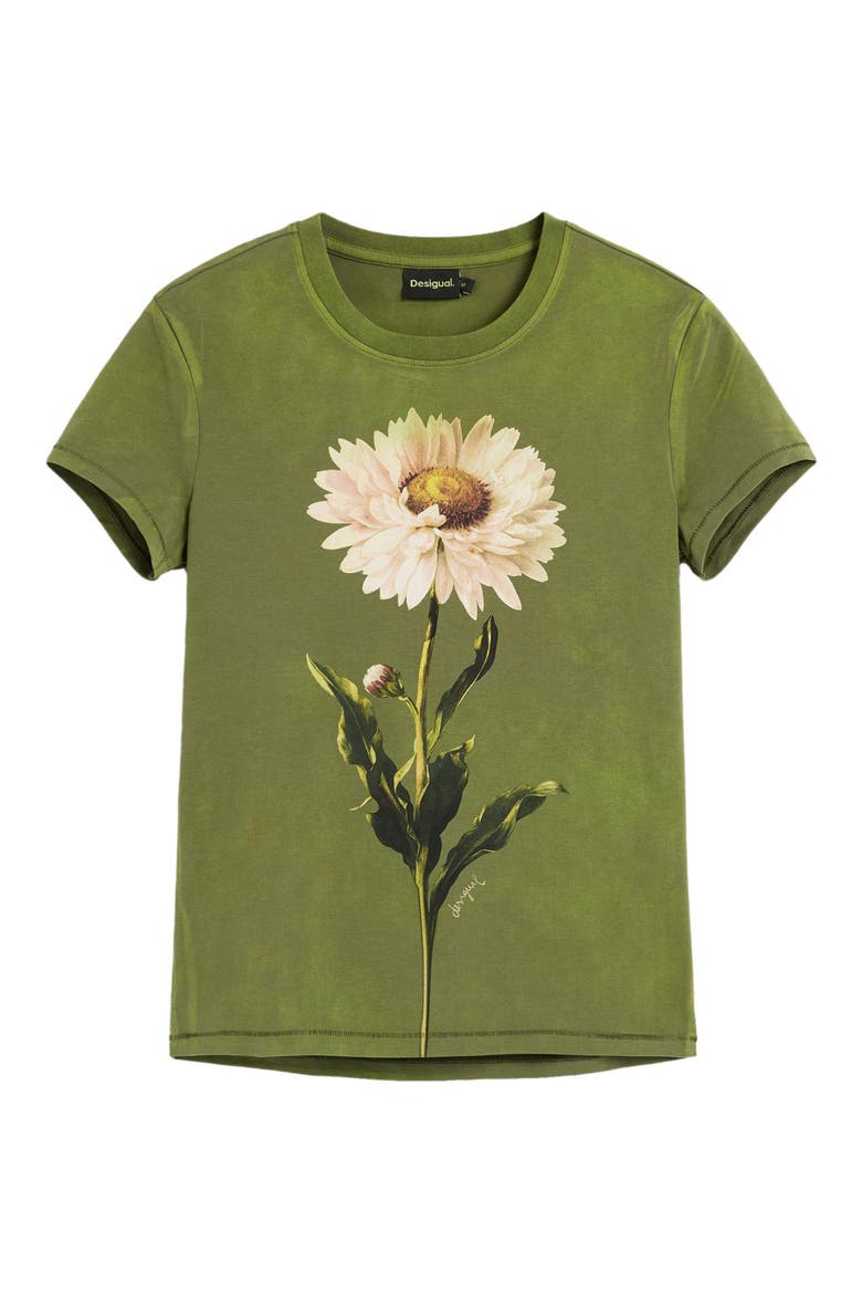 Floral Cotton Graphic T-Shirt, Alternate, color, MILITARY GREEN