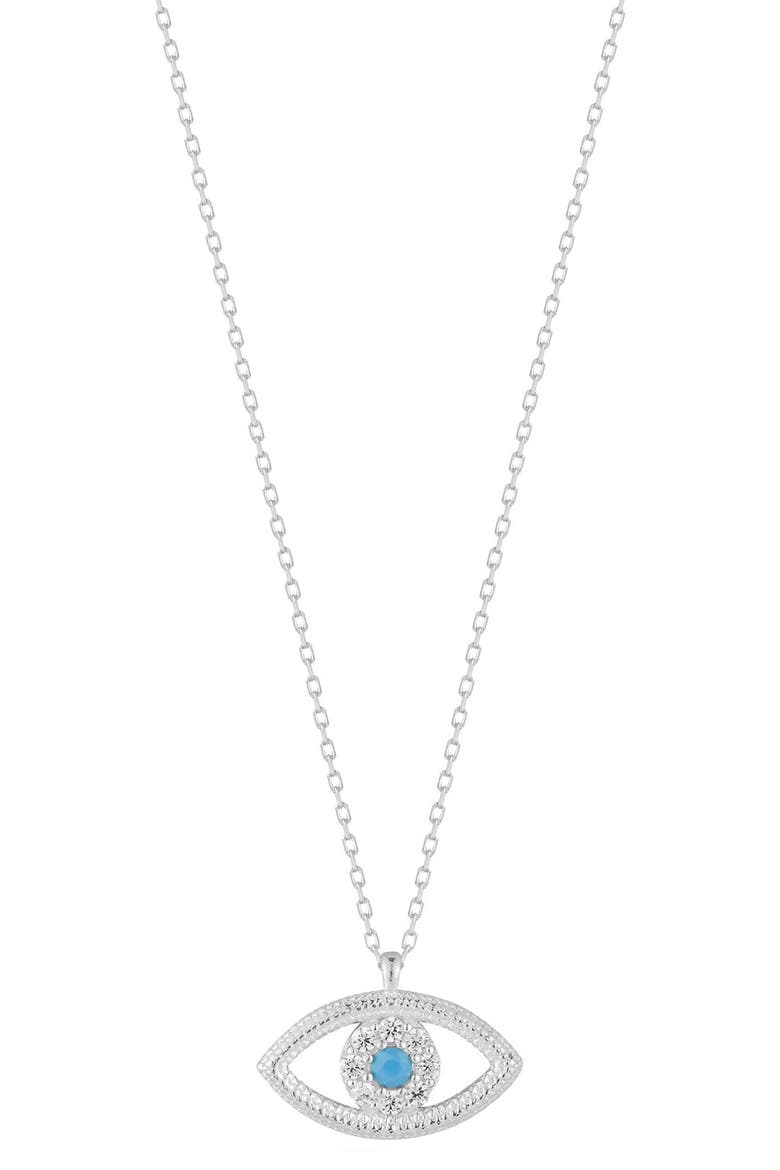CZ Evil Eye Pendant Necklace, Main, color, SILVER
