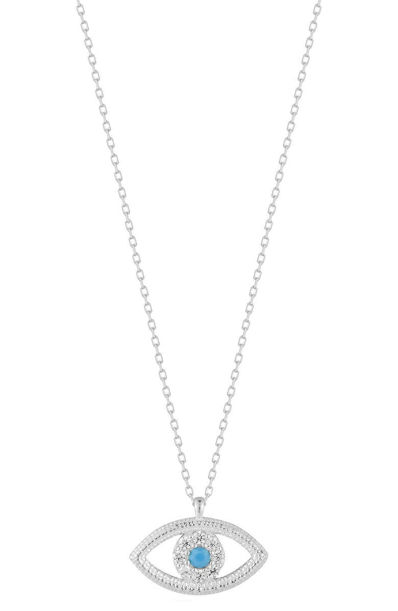 SPHERA MILANO CZ Evil Eye Pendant Necklace, Main, color, Silver