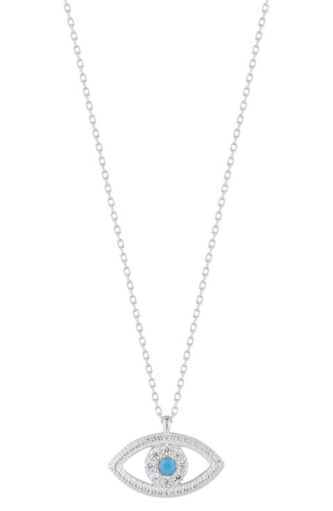 CZ Evil Eye Pendant Necklace