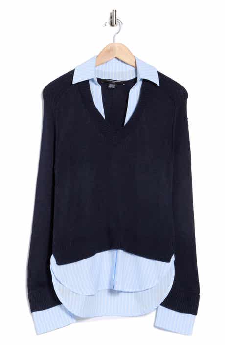 French Connection Babysoft Mixed Media Twofer Sweater