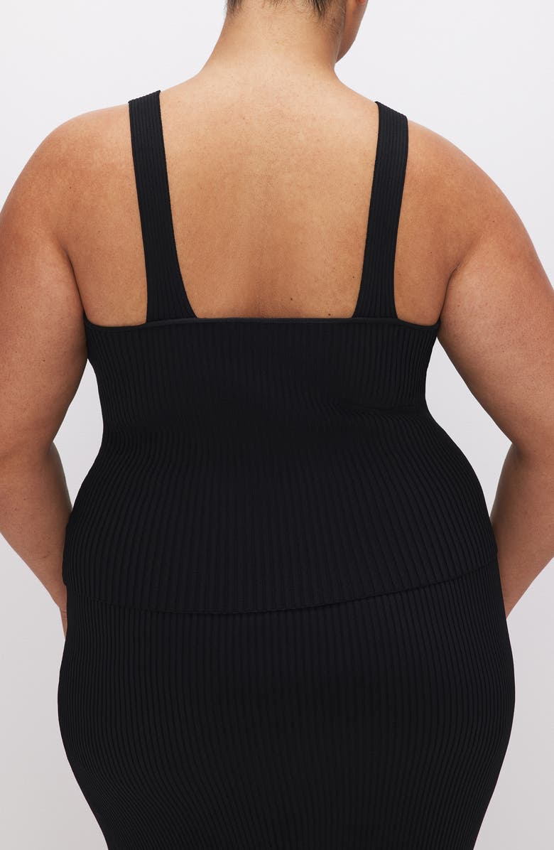 Good American Shine V-Neck Ribbed Crop Tank, Alternate, color, Black001