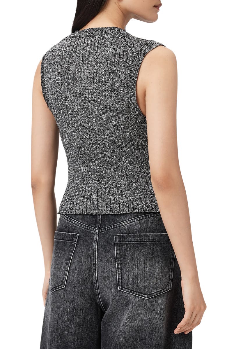 AllSaints Cruz Shine Knit Waistcoast, Alternate, color, Metallic Silver