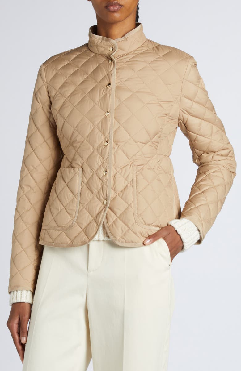 Moncler Epin Down Crop Jacket, Alternate, color, Beige