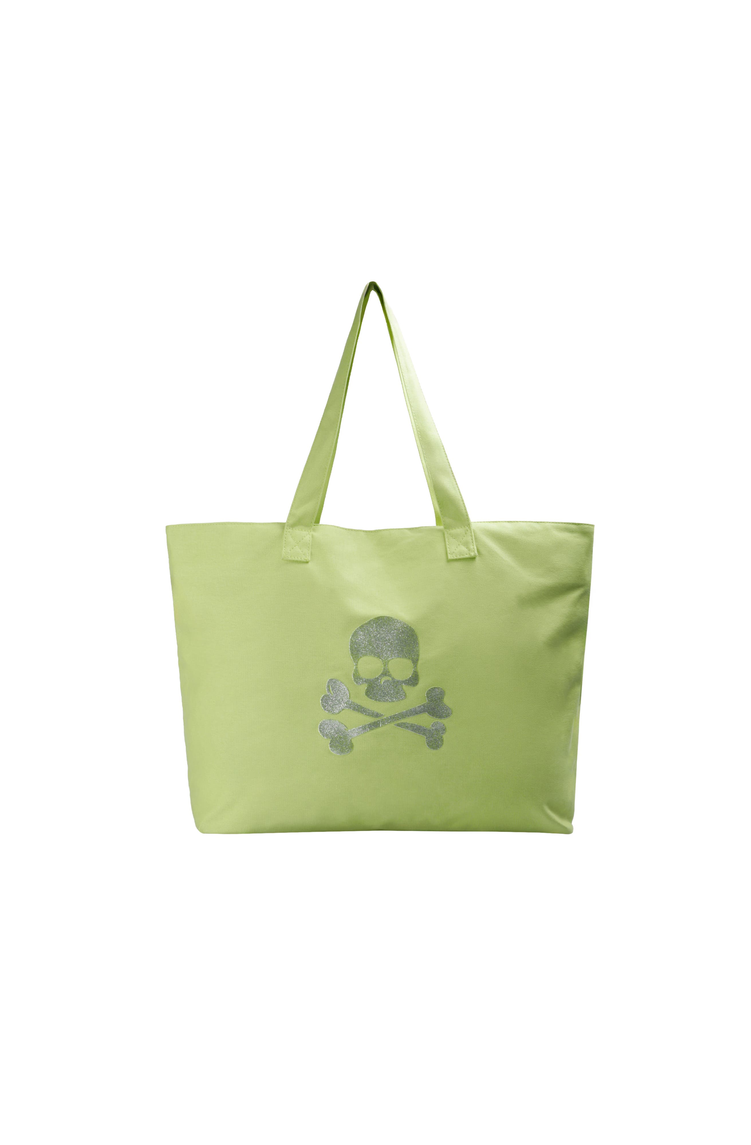 Scalpers Skull Tote Bag, Main, color, Lime
