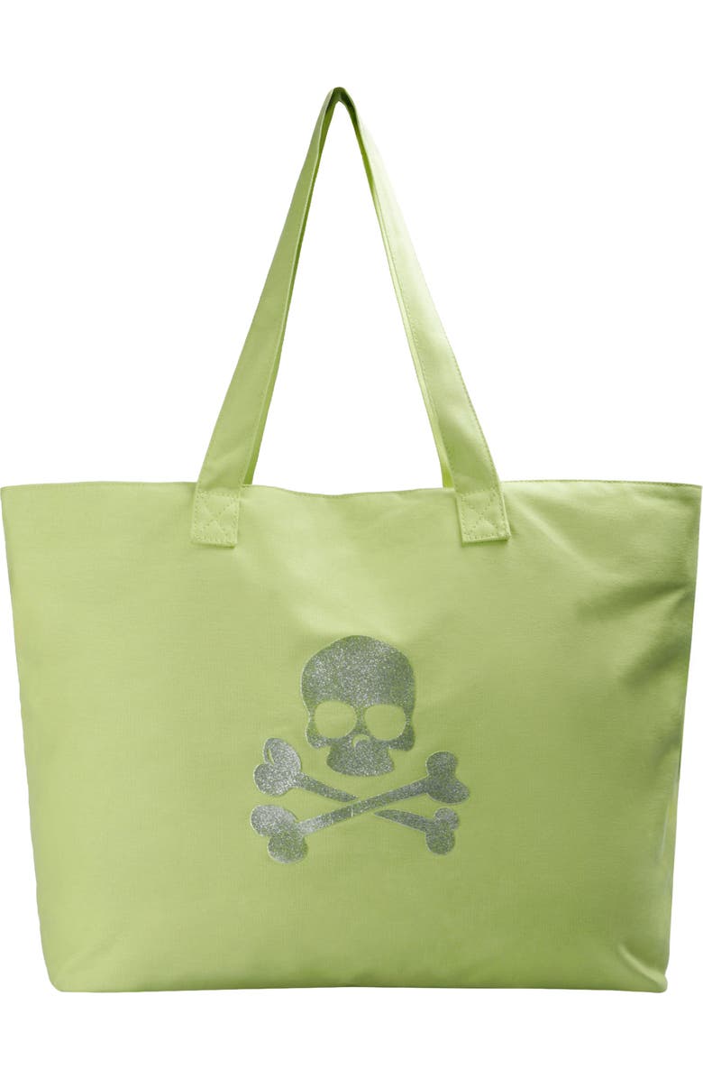 Scalpers Skull Tote Bag, Main, color, Lime