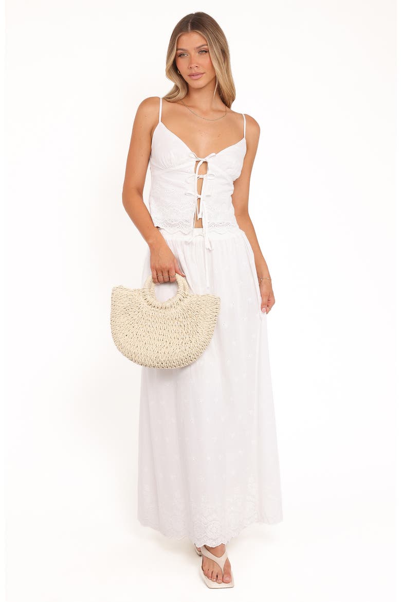 Blaire Cotton Eyelet Camisole & Maxi Skirt Set, Alternate, color, WHITE