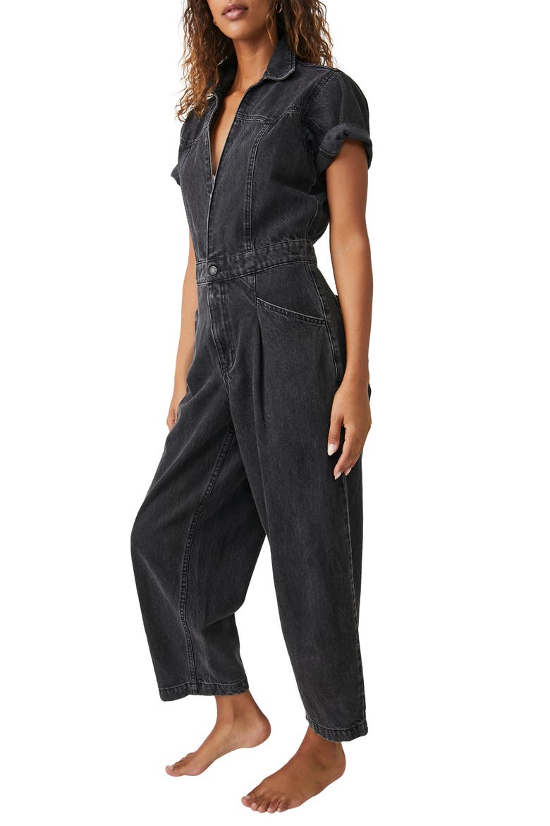 Marla Denim Utility Jumpsuit, Alternate, color, IRON BLACK