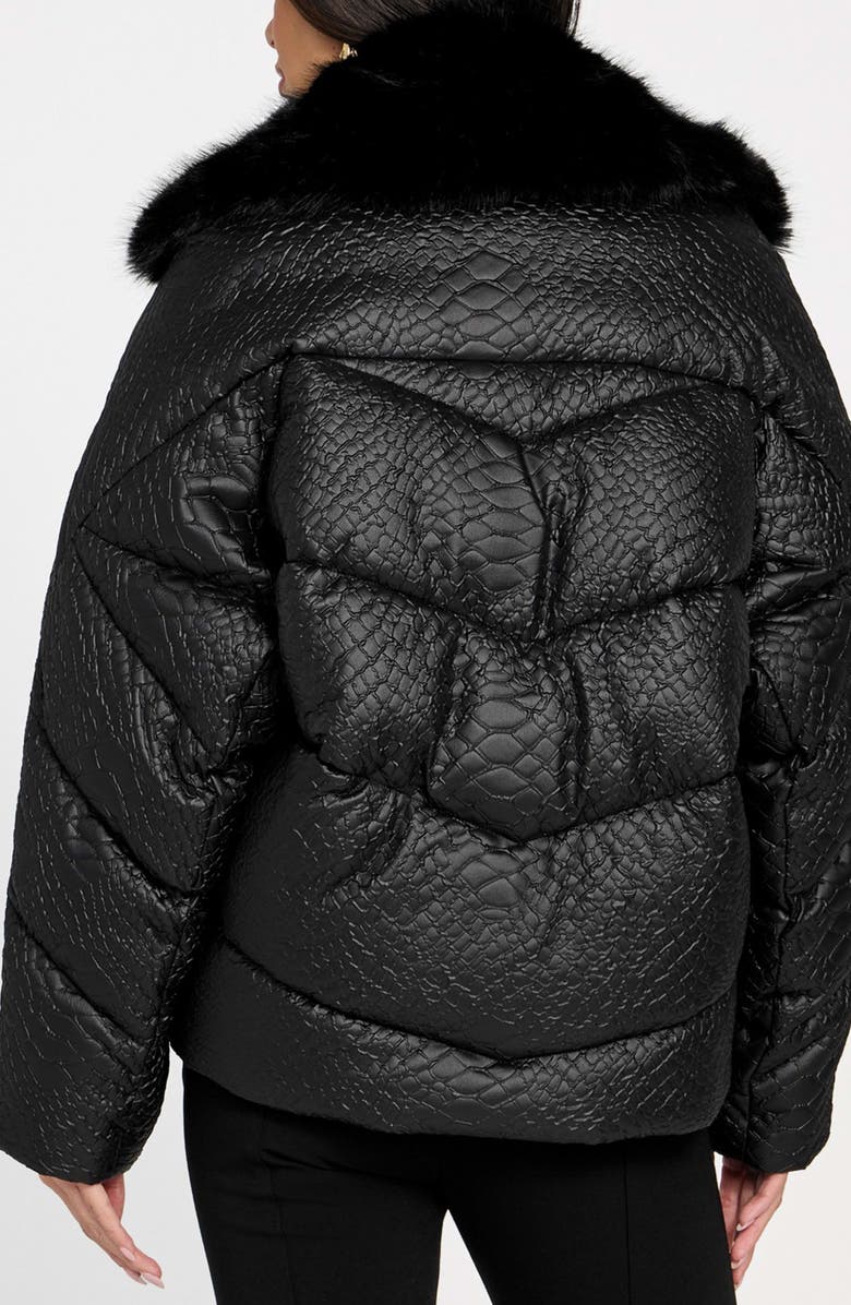 Marciano Estella Quilted Puffer Jacket with Faux Fur Trim, Alternate, color, Black