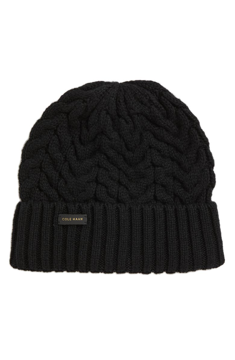 Cole Haan Wishbone Cuff Cable Knit Beanie, Main, color,