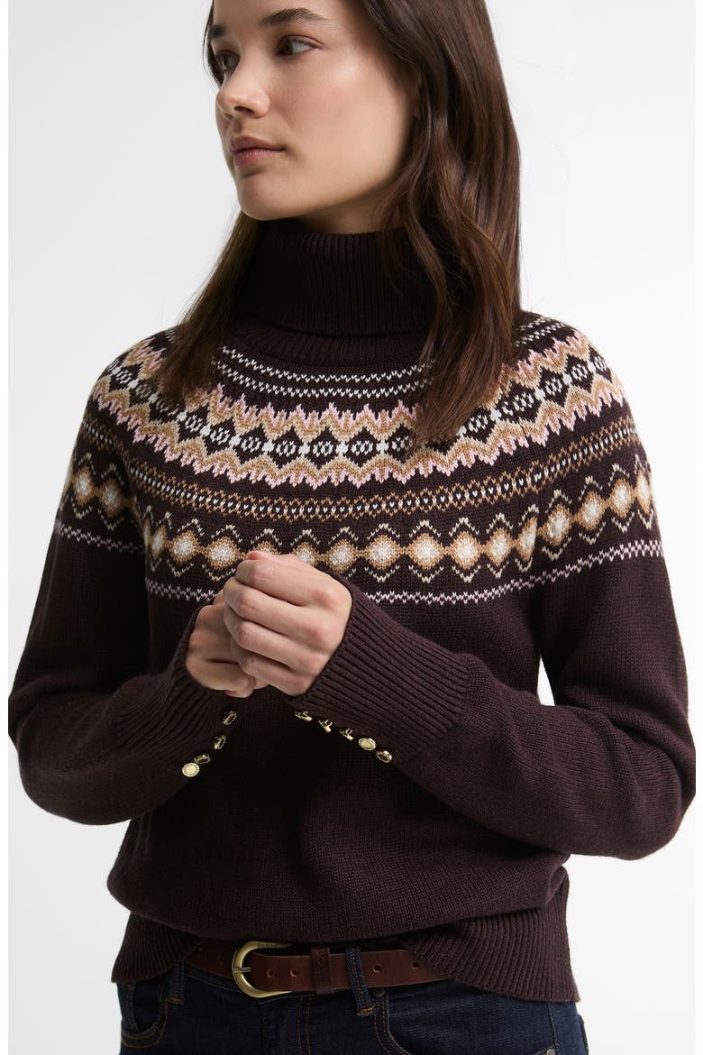 Darwen Fair Isle Turtleneck Sweater, Alternate, color, SEAL BROWN