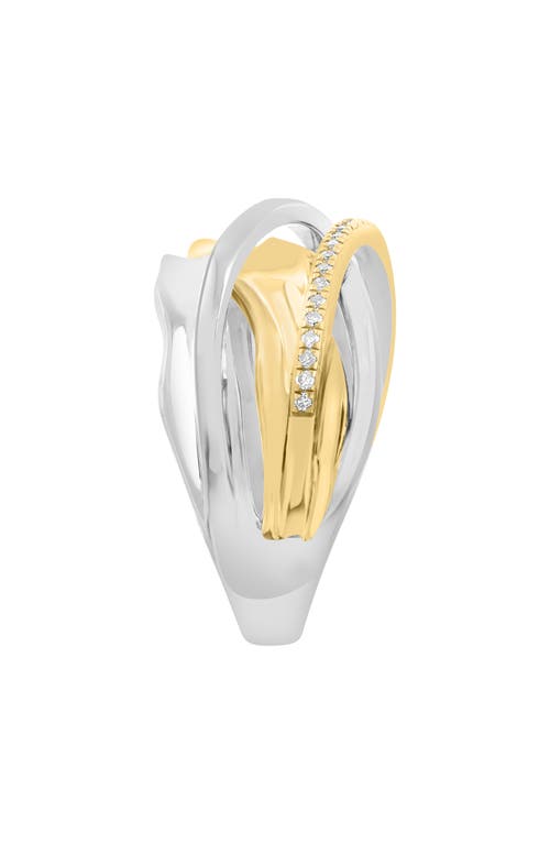 Effy Two-tone Diamond Crisscross Ring In Silver Multi