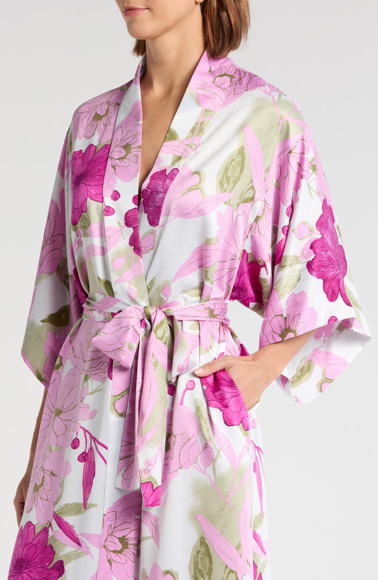 Natori Peony Blossom Satin Robe, Alternate, color, 