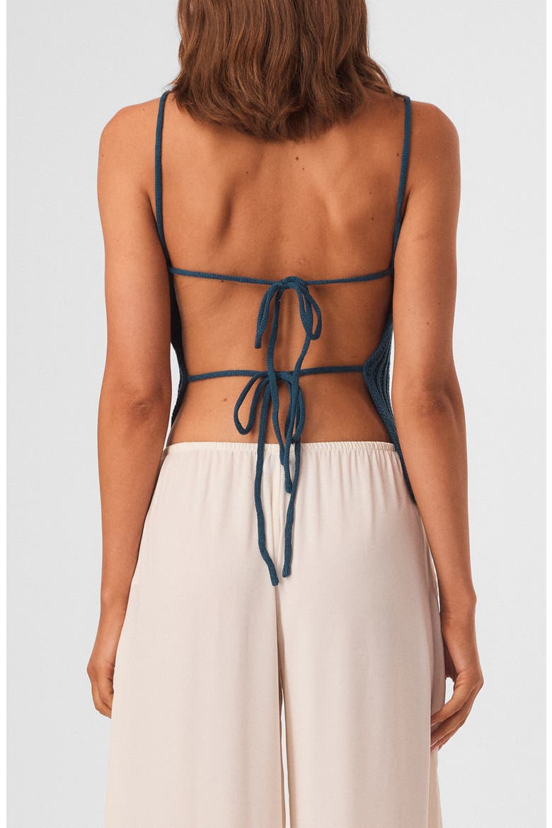 Desi Open Back Asymmetric Ribbed Top, Alternate, color, TEAL