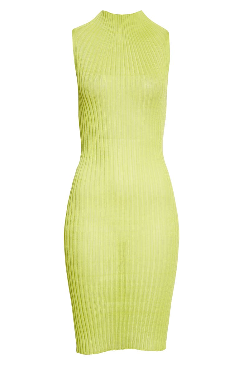 Emma Ribbed Cotton Blend Body-Con Dress, Alternate, color, LIME