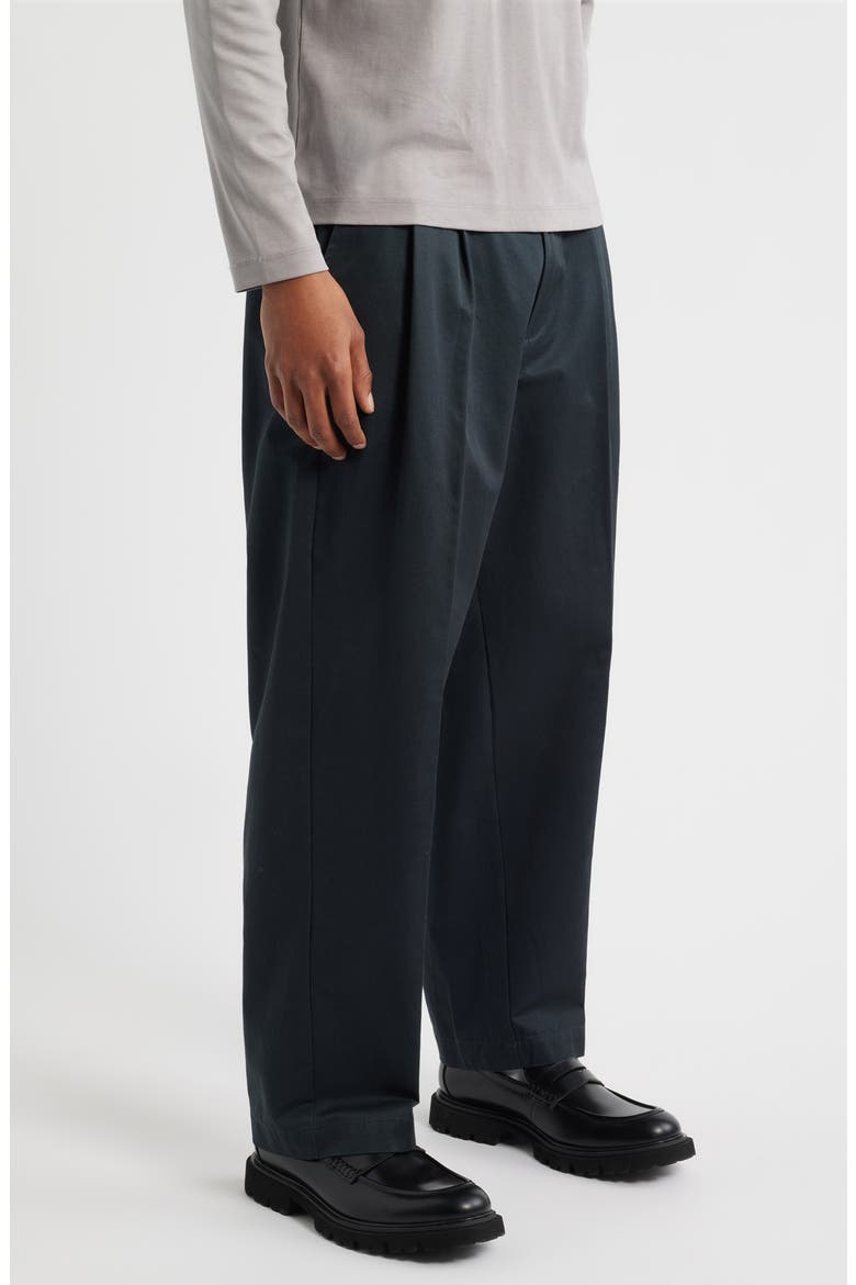 Foster Pleated Twill Pants, Alternate, color, BLACK