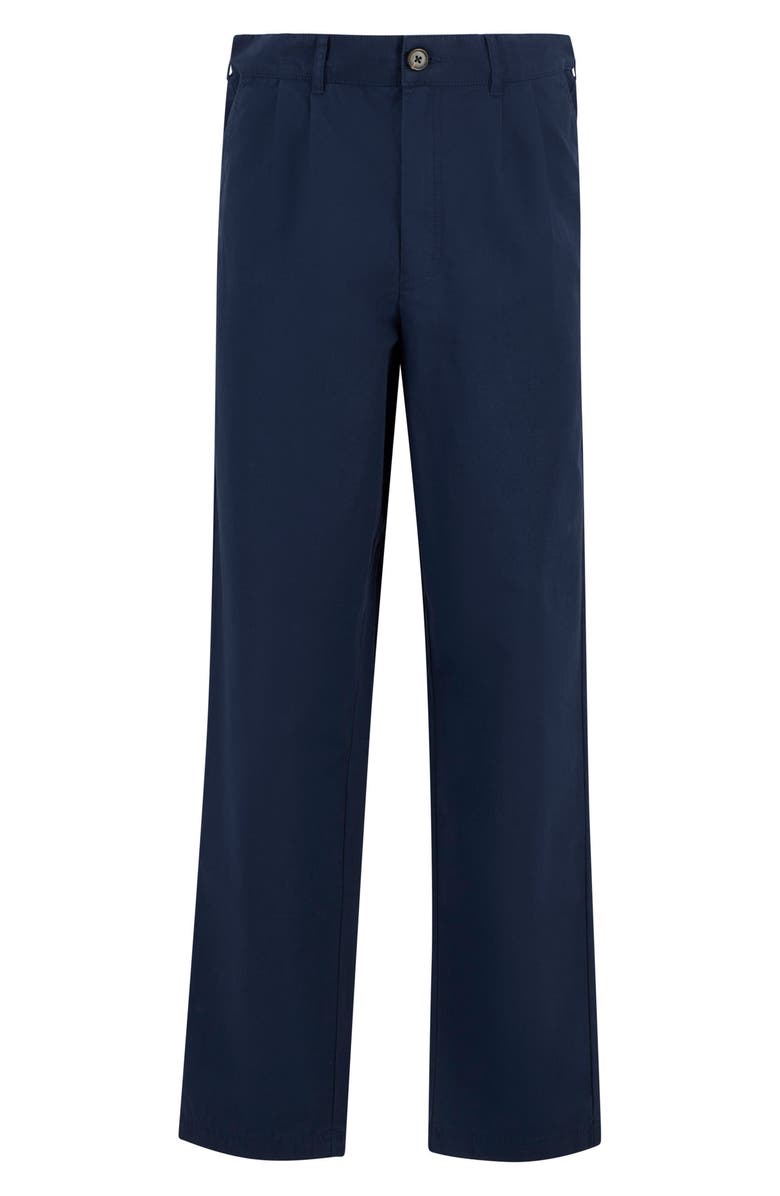 Barbour Cole Relaxed Fit Pleated Cotton Poplin Chinos, Alternate, color, Navy