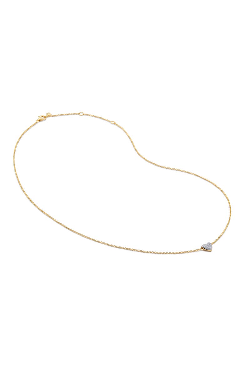 Lab-Created Diamond Heart Charm Necklace, Main, color, 18K GOLD VERMEIL