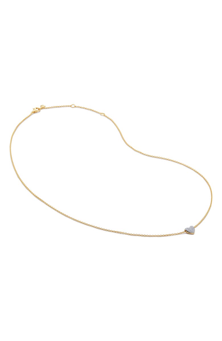Monica Vinader Lab-Created Diamond Heart Charm Necklace, Main, color, 18K Gold Vermeil