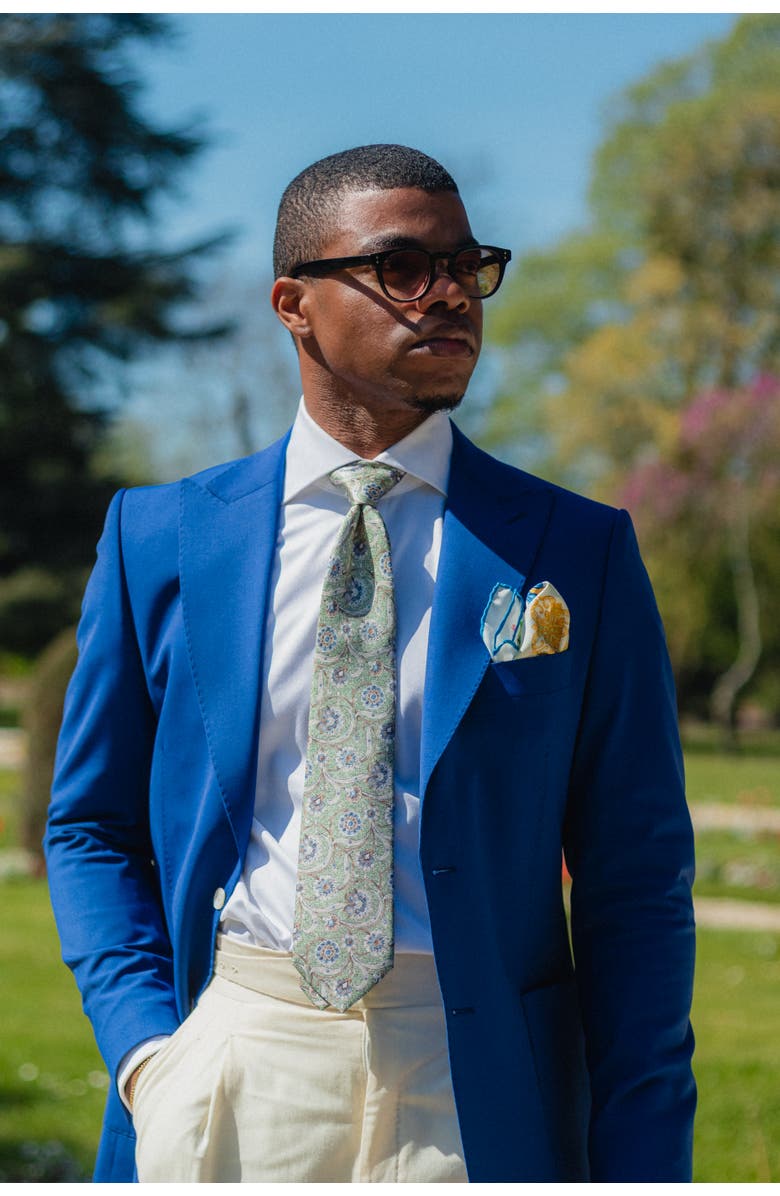 Elizabetta Messina - Silk Pocket Square for Men, Alternate, color, Yellow And Blue