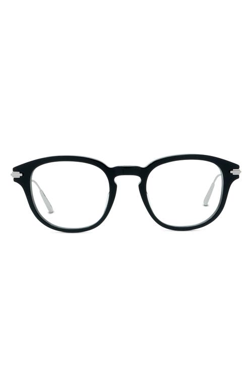 'DiorBlackSuitO R2I 49mm Round Eyeglasses in Shiny Black 