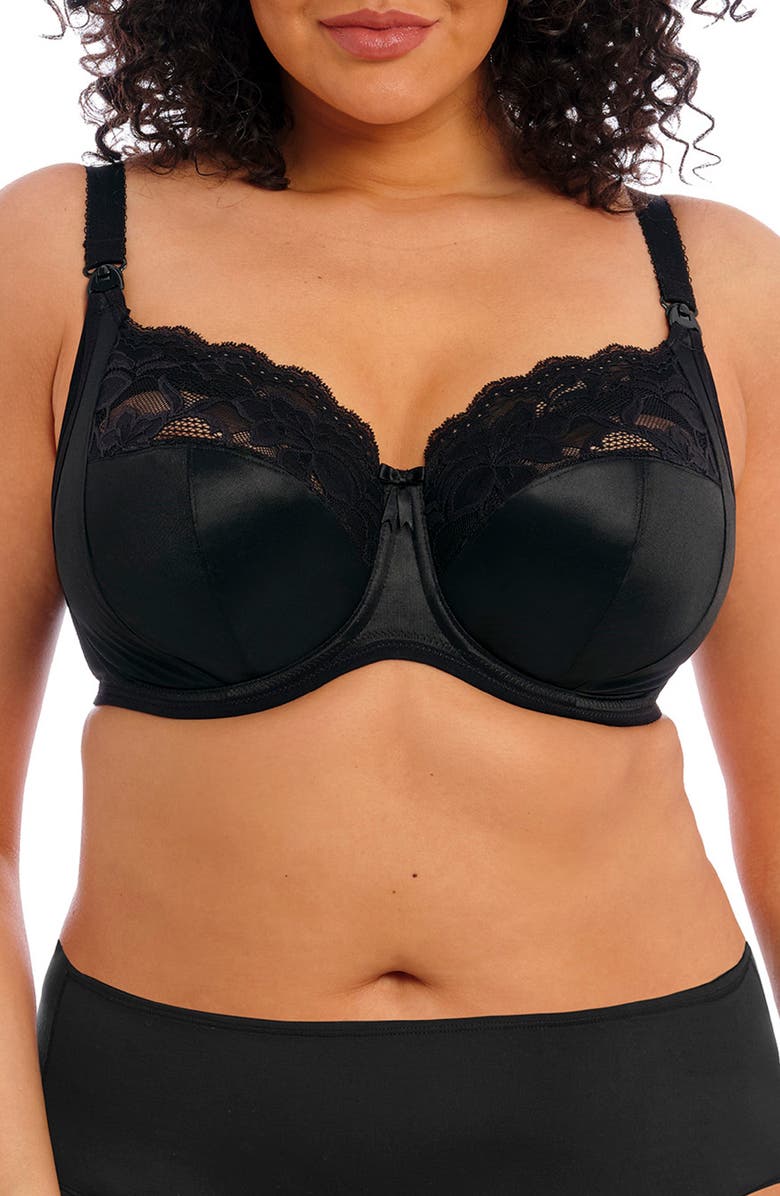 Elomi Molly Full Figure Underwire Nursing Bra, Main, color, Black
