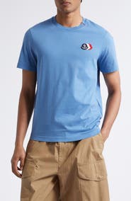 Moncler Tricolor Logo Patch Pima Cotton T-Shirt