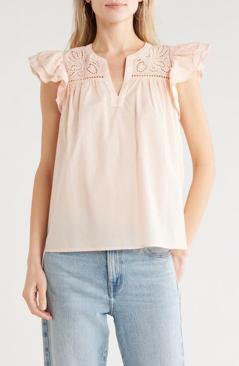 Short Sleeve Eyelet Top
