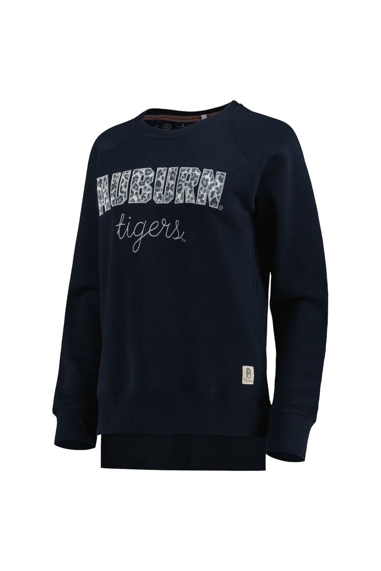 Women's Pressbox Navy Auburn Tigers Steamboat Animal Print Raglan Pullover Sweatshirt, Alternate, color, Navy