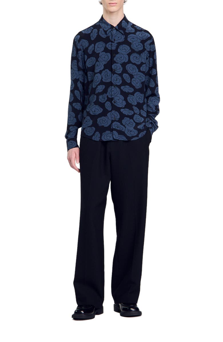 SANDRO Camellia motif shirt, Alternate, color, 