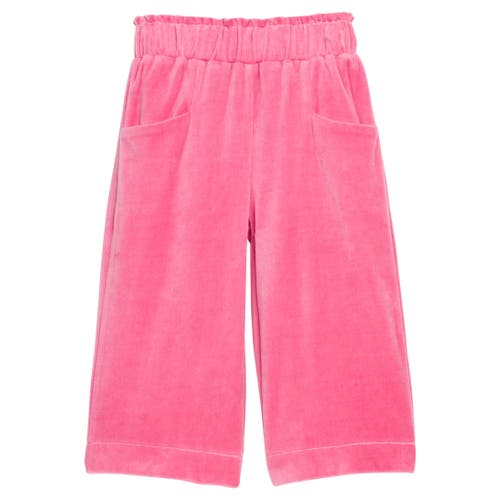Bisby Kids' Cropped Velour Palazzo Pants In Pink
