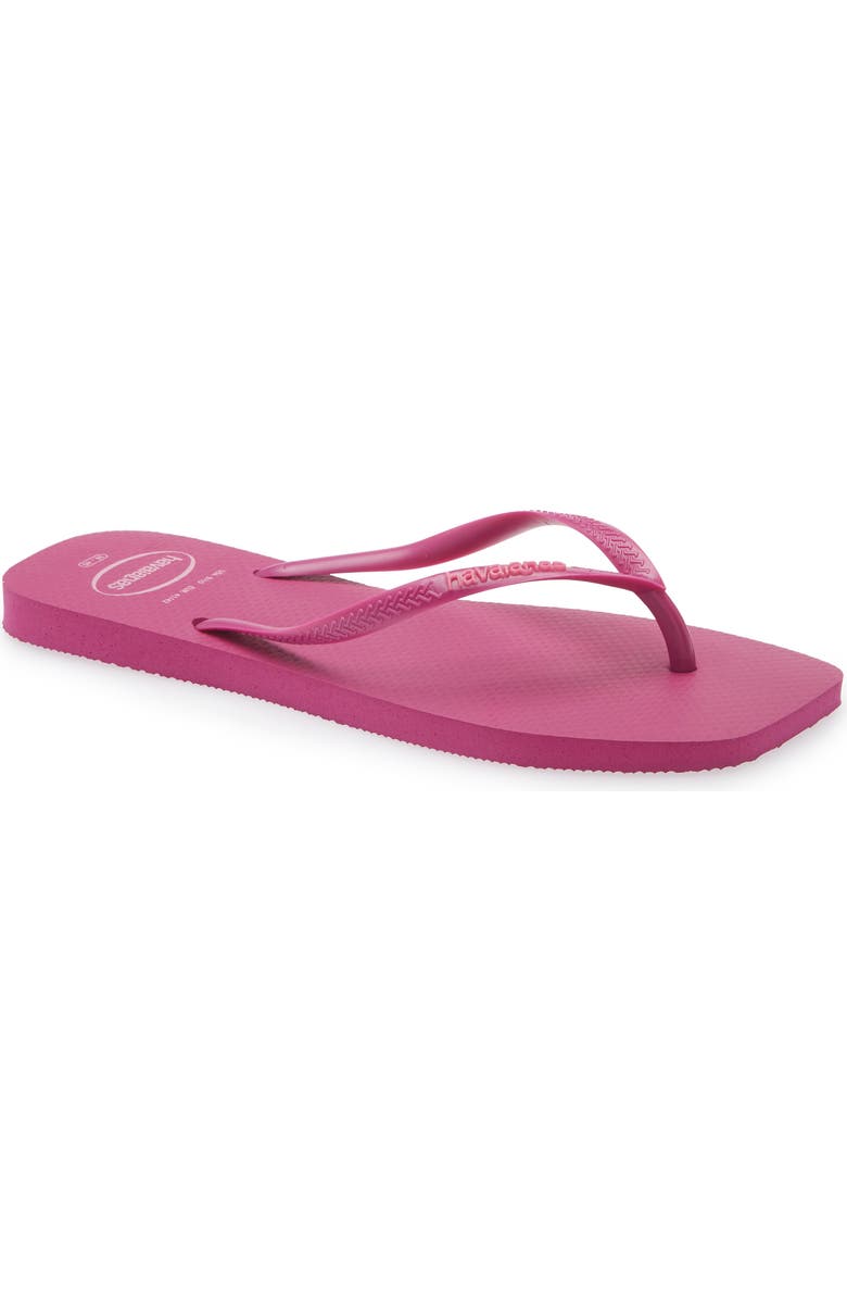 Havaianas Slim Square Logo Flip Flop, Main, color, Rose Gum