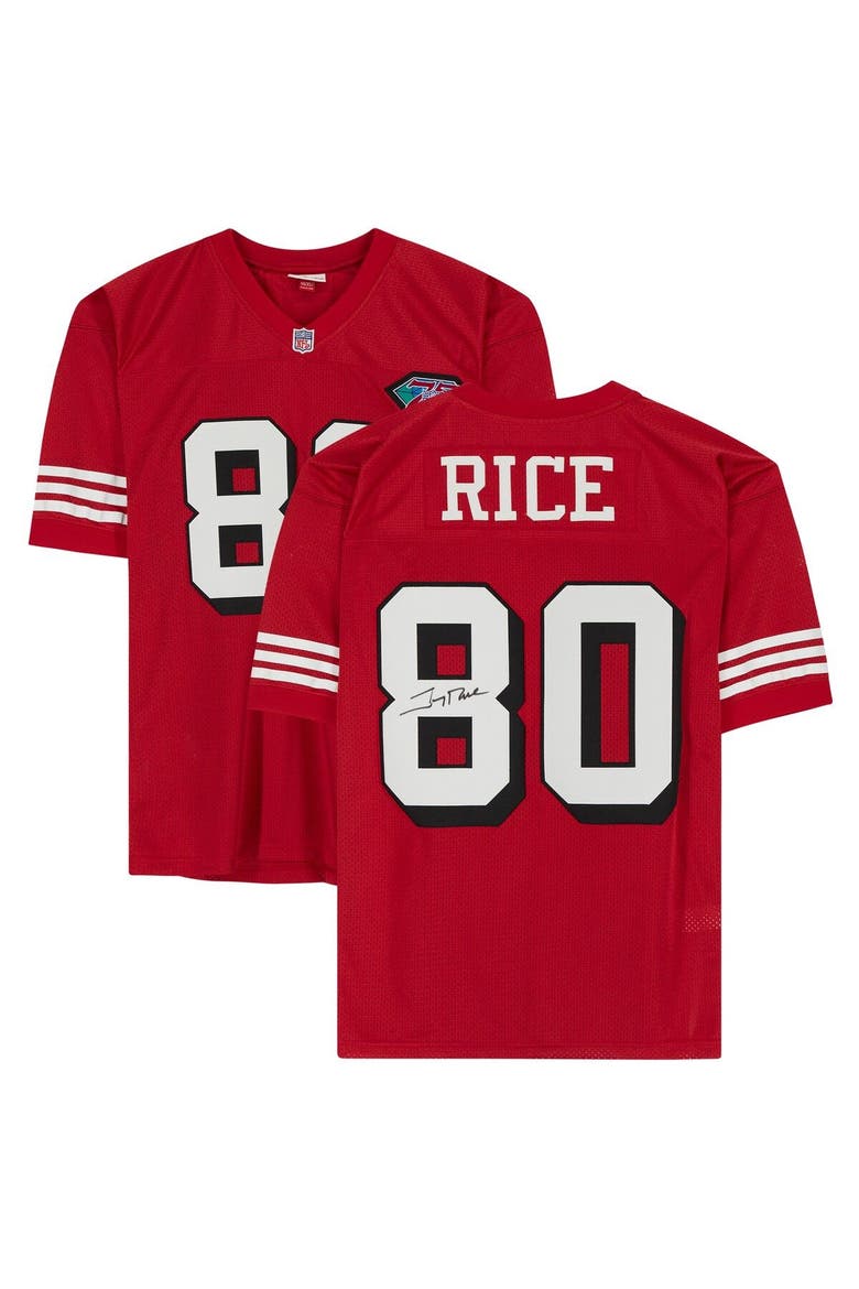 Jerry Rice San Francisco 49ers Autographed Red Mitchell & Ness Authentic Jersey, Main, color, Red