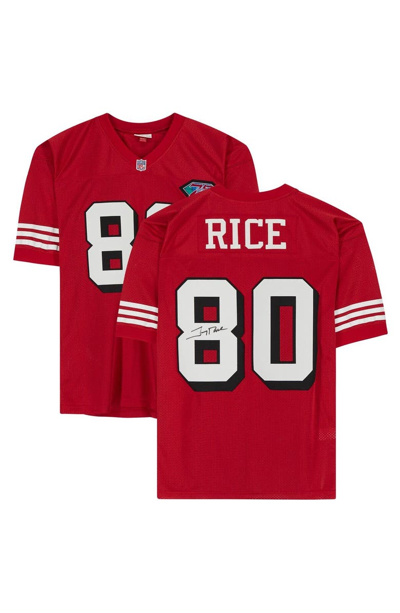 FANATICS AUTHENTIC Jerry Rice San Francisco 49ers Autographed Red Mitchell & Ness Authentic Jersey, Main, color,