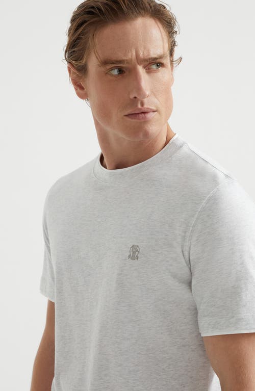Brunello Cucinelli Logo-embroidered Cotton T-shirt In Light Grey